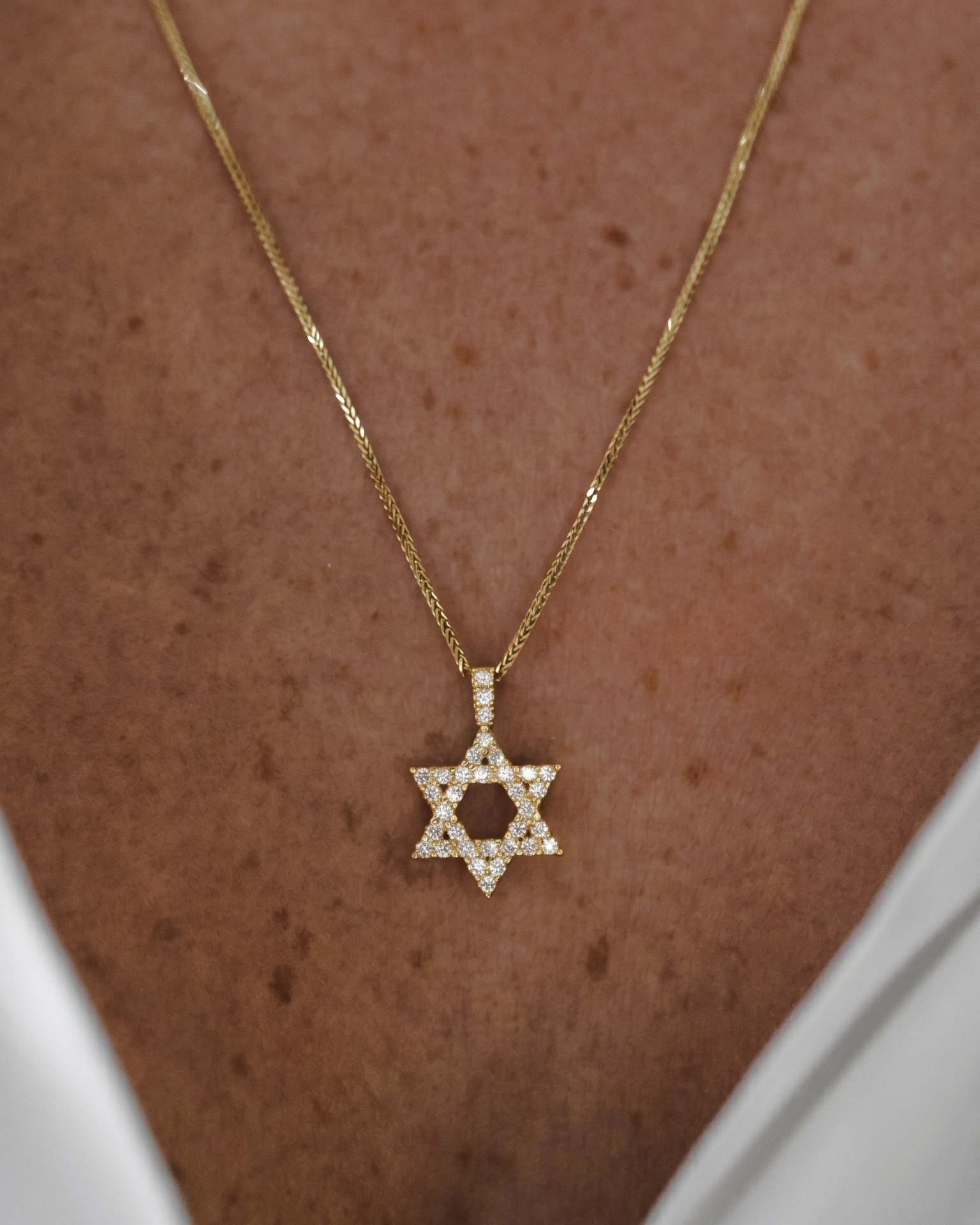 Yehoshua Star Of David Gold Necklace With White Diamonds