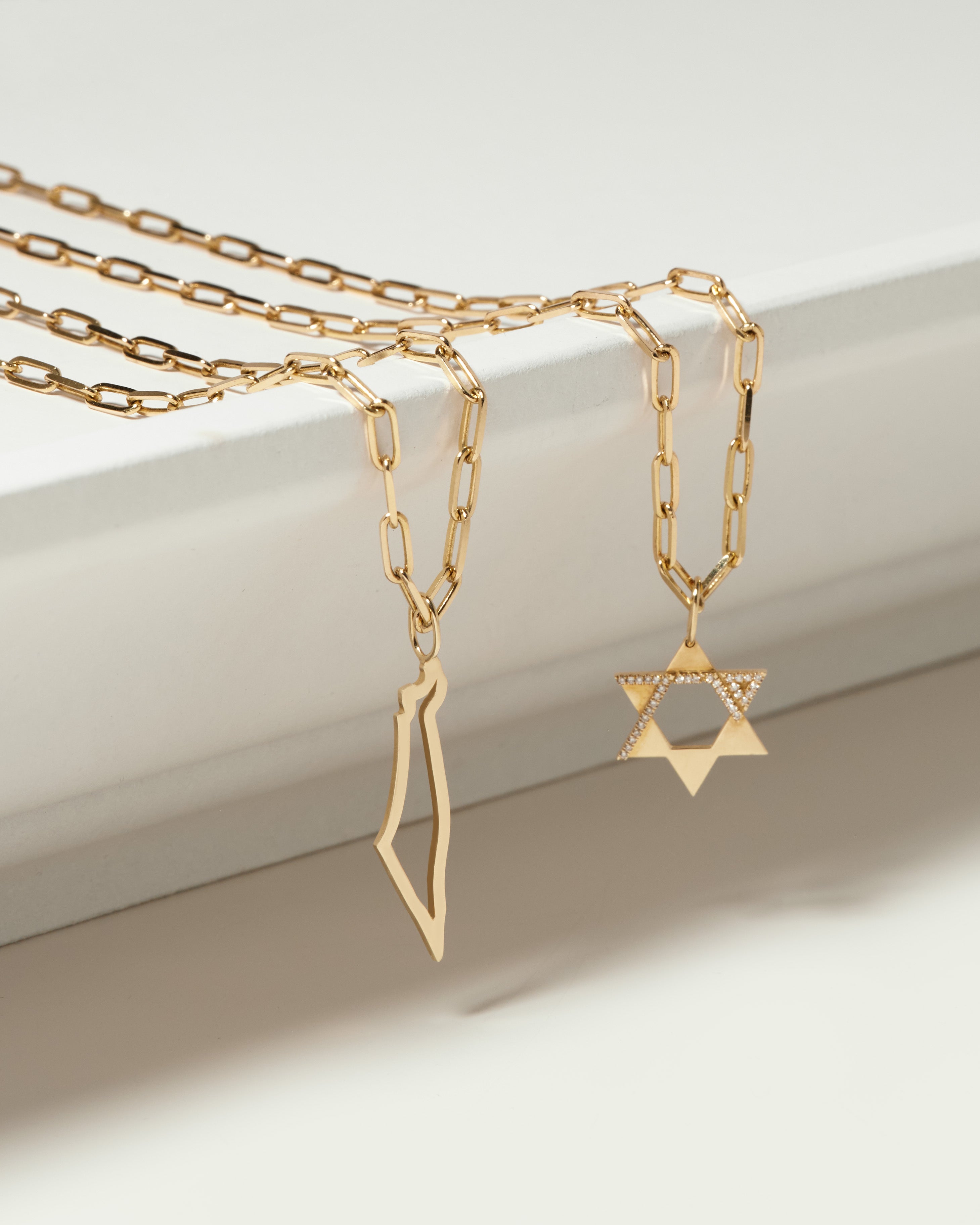 Heroism Star Of David Gold pendant With Diamonds (Hollow)