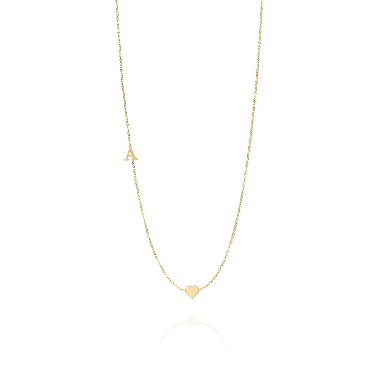Small English letter Necklace With Gold Heart