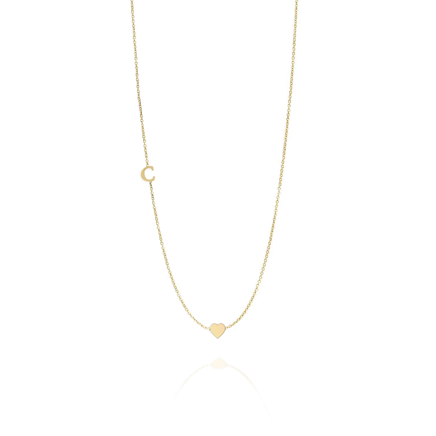 Small English letter Necklace With Gold Heart