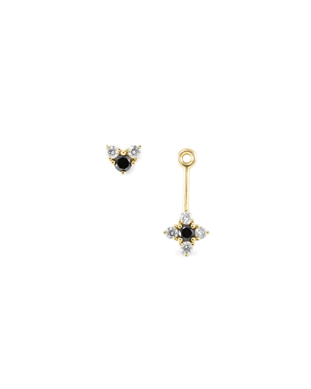 Nona Gold Earring Black & White Diamonds