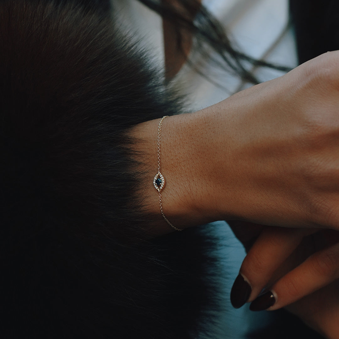 Evil Eye Gold Bracelet Sapphire and Diamonds