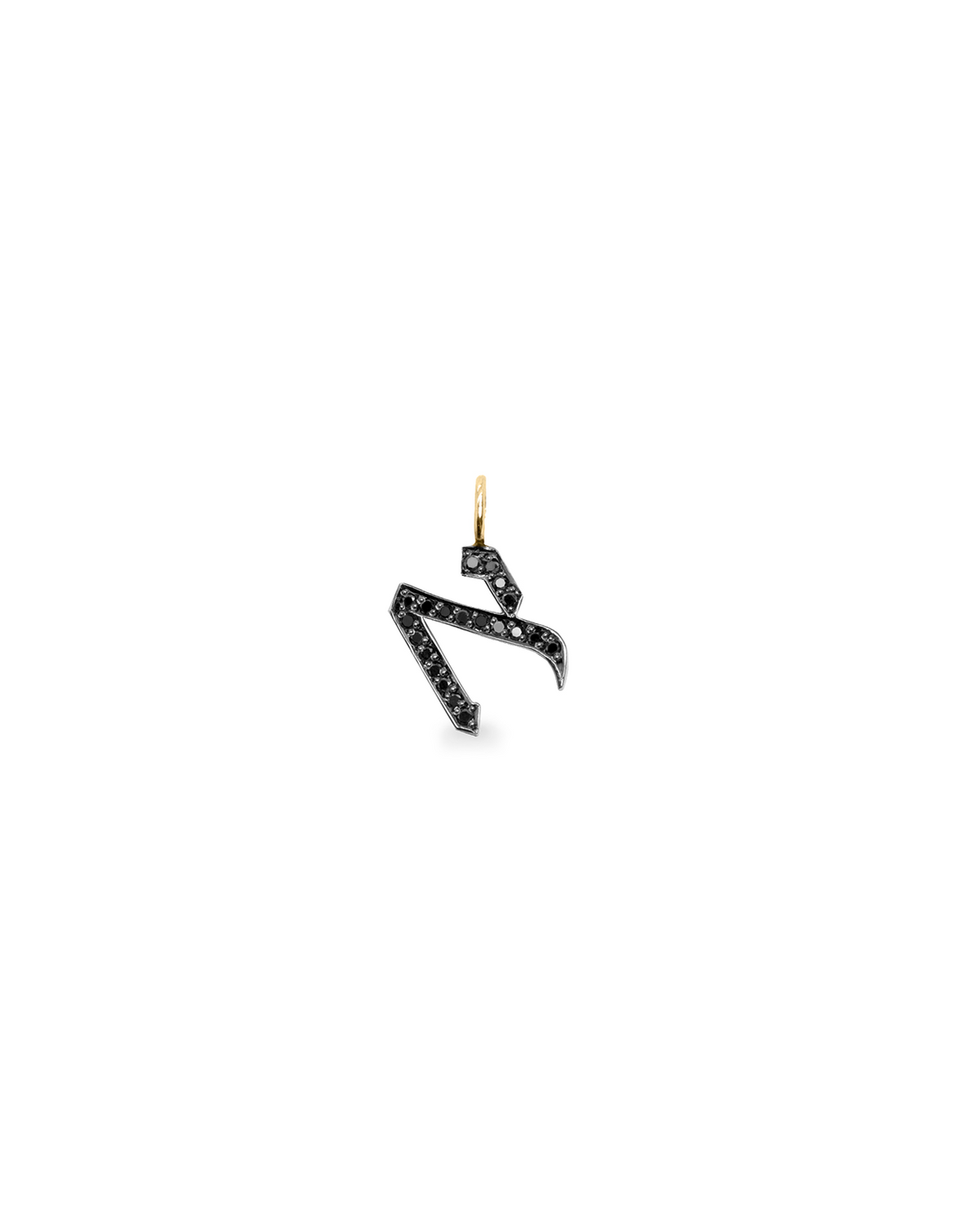 Letter Pendant -Small Aleph-Bet Encrusted Pendant Black Diamonds