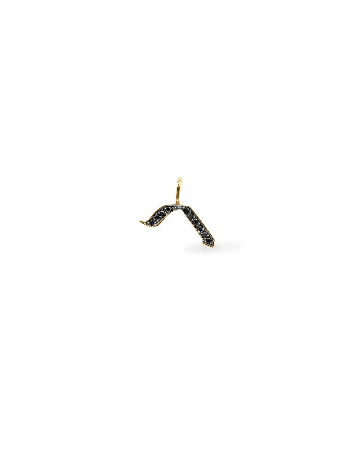 Letter Pendant -Small Aleph-Bet Encrusted Pendant Black Diamonds