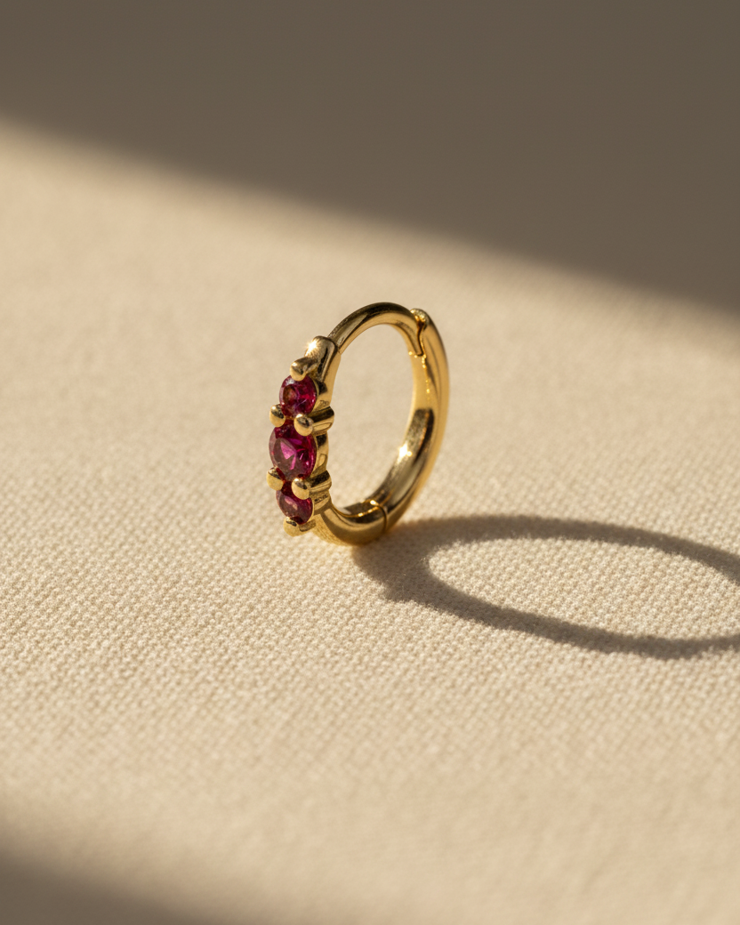 Audrey small Hoop With Ruby