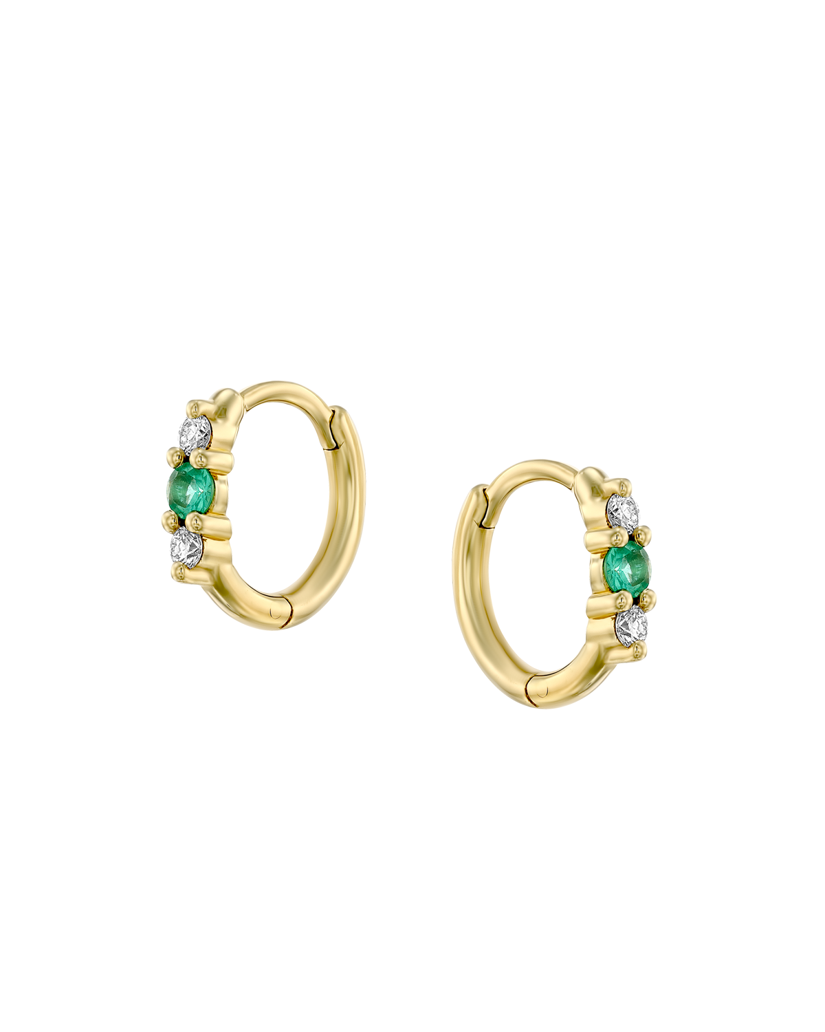 Audrey medium Hoop With Emerald And White Diamonds