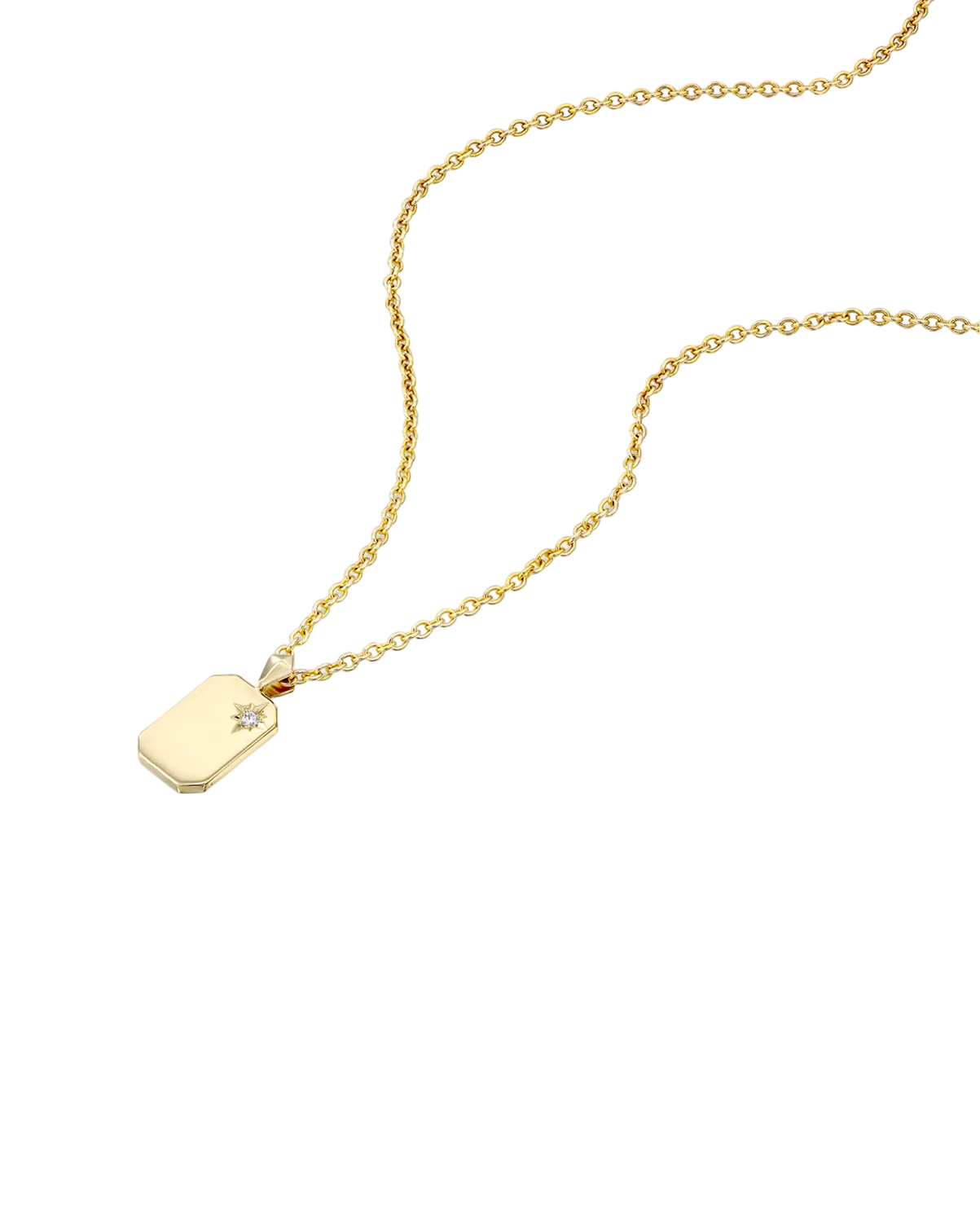 Small Tag Necklace with Diamond