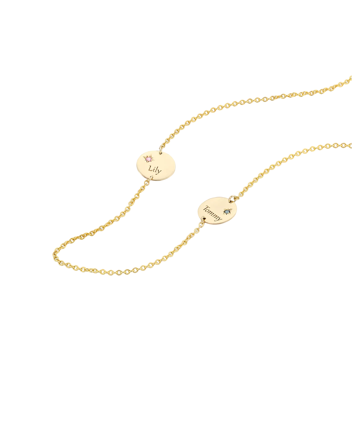Two Chiara Gold Necklace with Star Setting & Engraving