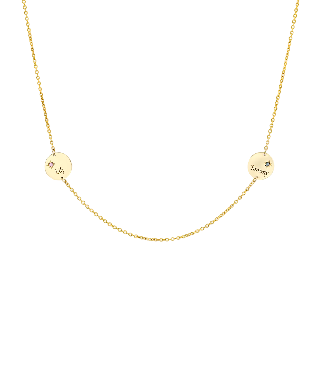 Two Chiara Gold Necklace with Star Setting & Engraving