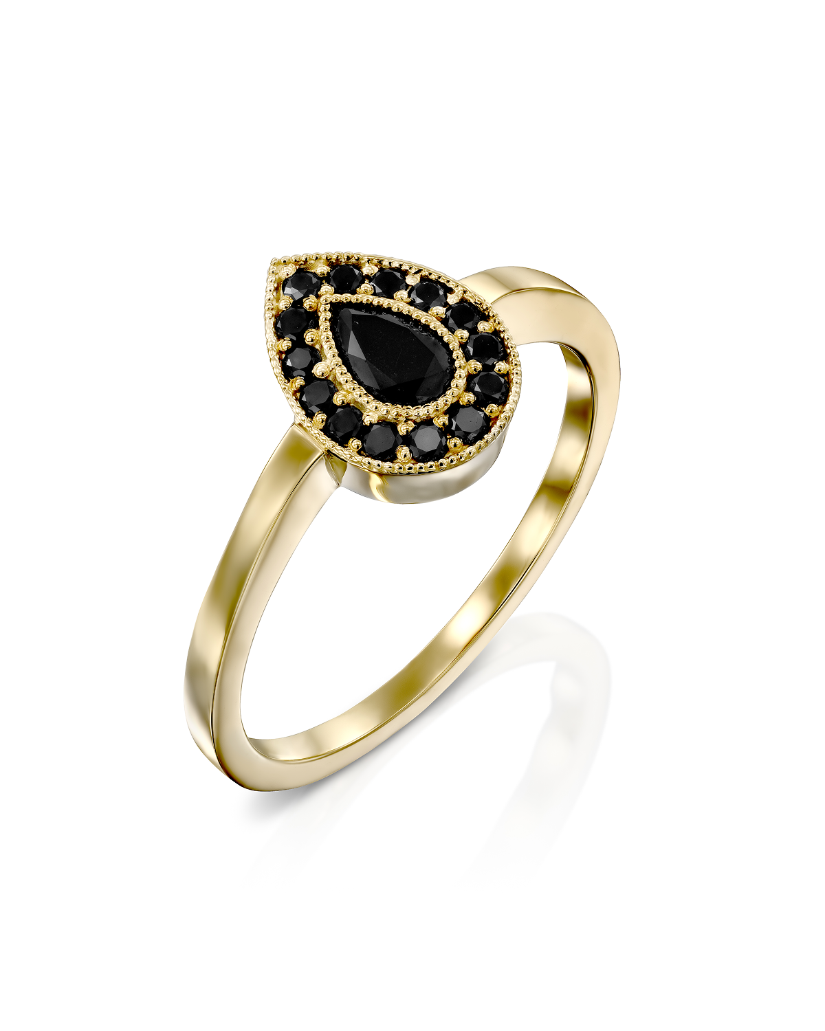 Luna Gold Ring Black Diamonds
