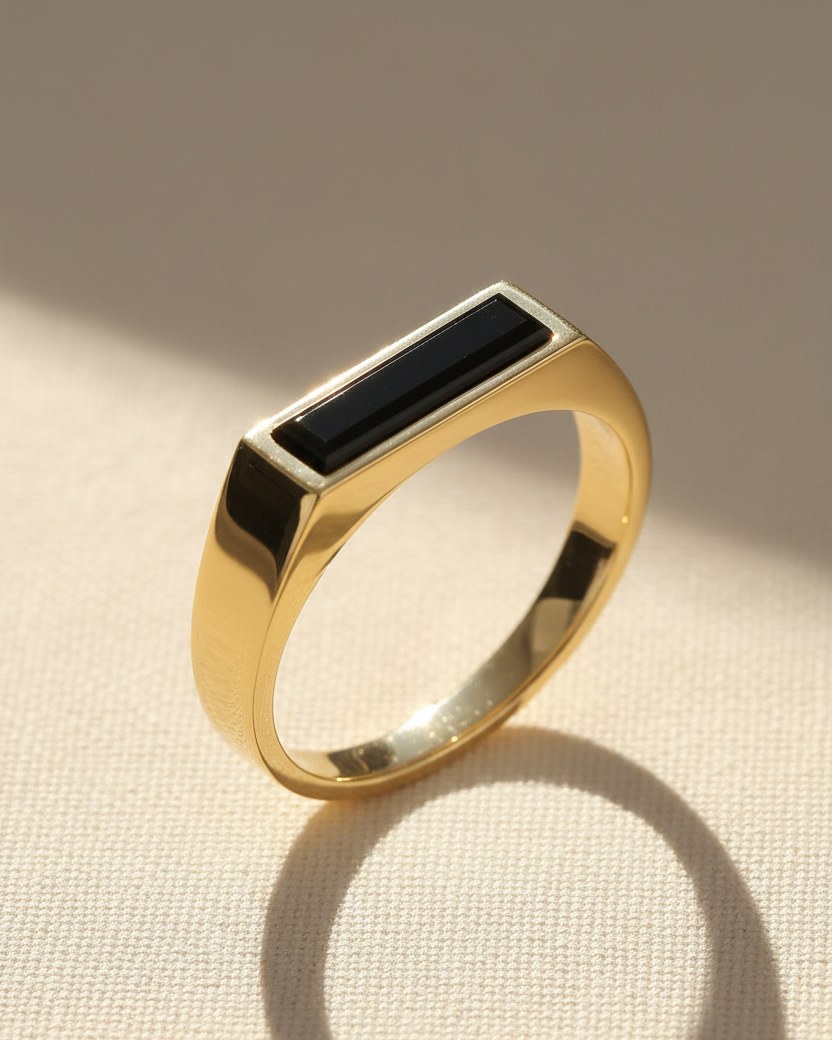 Samantha Gold Ring with Black Onyx