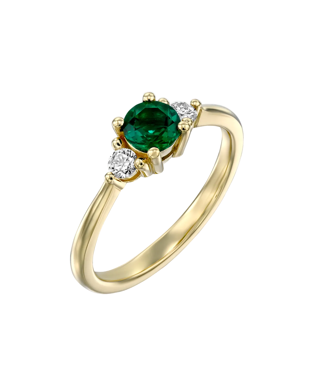 Audrey Gold Ring 4.5mm Emerald & Diamond