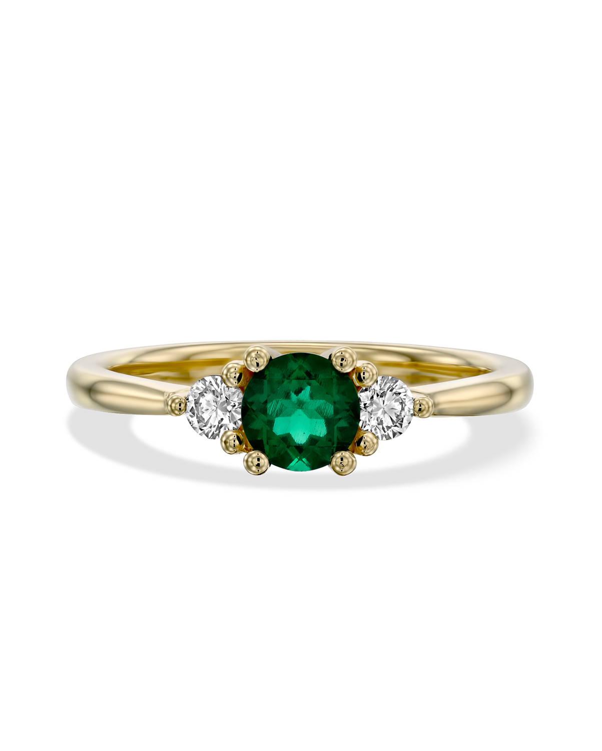 Audrey Gold Ring 4.5mm Emerald & Diamond