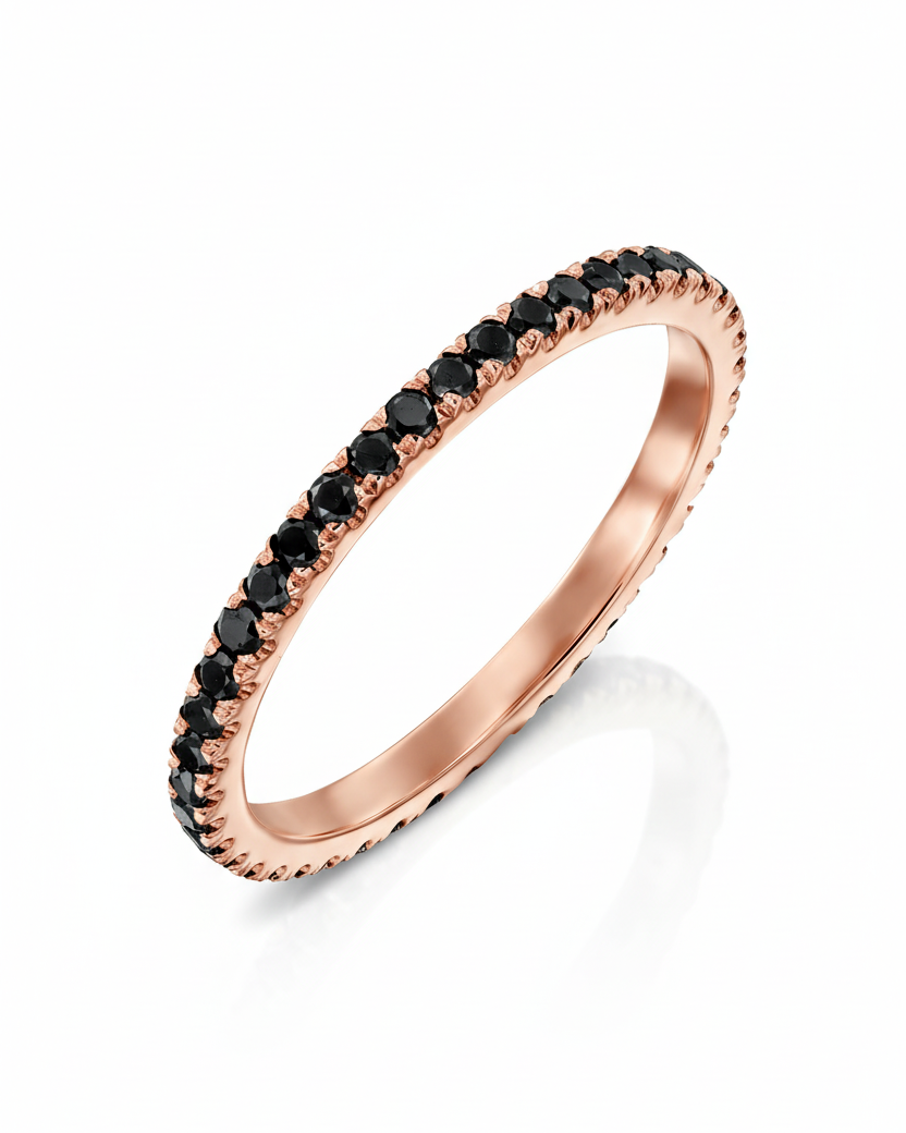 Eternity Gold Ring Black Diamonds