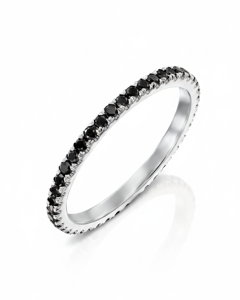 Eternity Gold Ring Black Diamonds