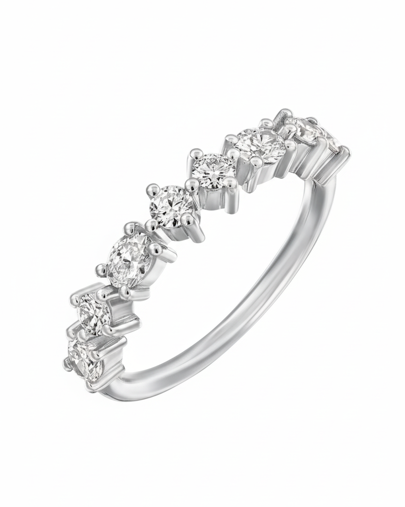 Queen E Gold Ring with White Diamonds