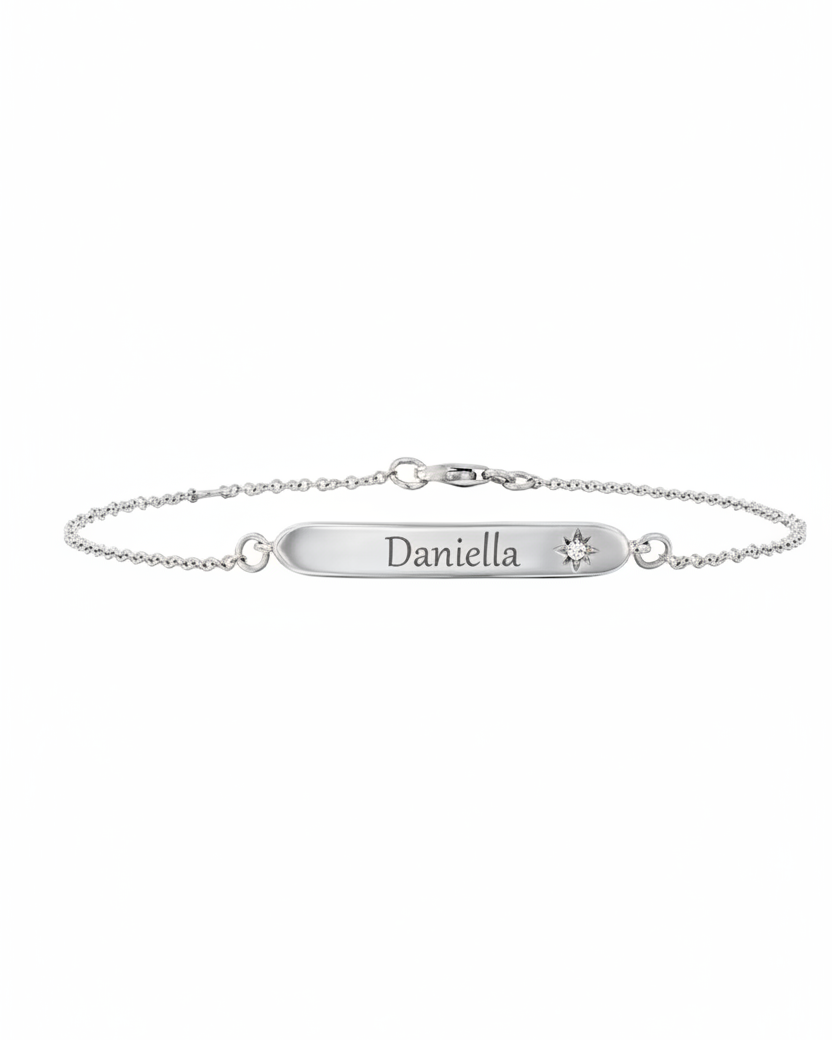 Florence Gold Bracelet With Star setting + Engraved