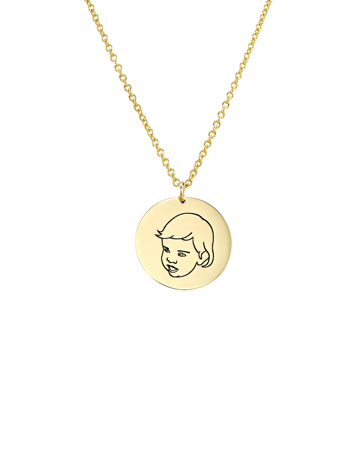 Chiara Gold Necklace Portrait & Name Engraving