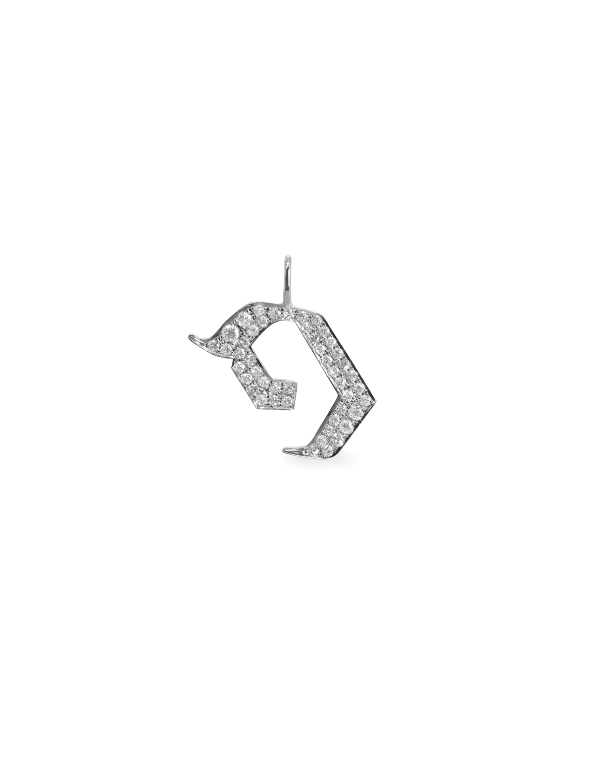 Letter Pendant - Large Aleph-Bet Encrusted Pendant With White Diamonds