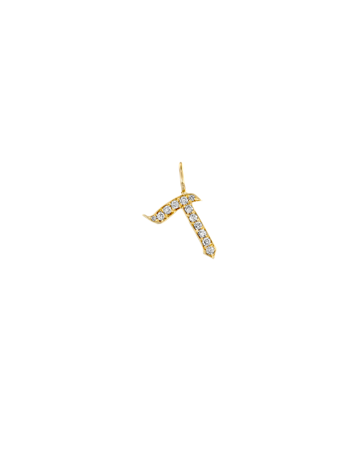 Letter Pendant Small Aleph-Bet Encrusted Pendant White Diamonds