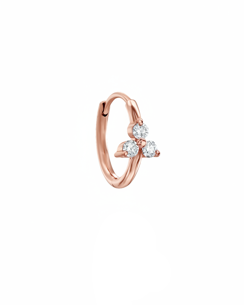 Grace Hoop Gold Earring with White Diamonds