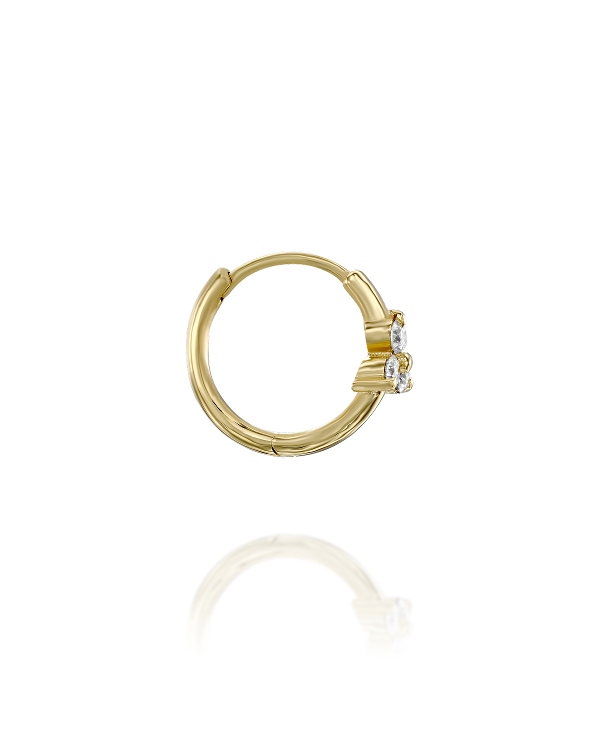 Grace Hoop Gold Earring with White Diamonds
