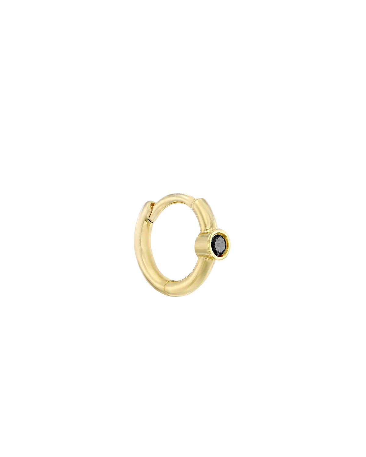 Alexis mini Hoop Gold Earring with Black Diamond