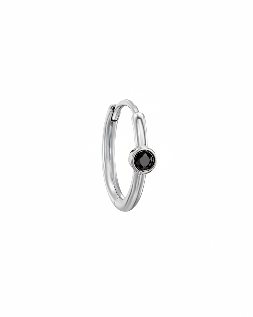 Alexis Hoop Gold Earring with Black Diamond