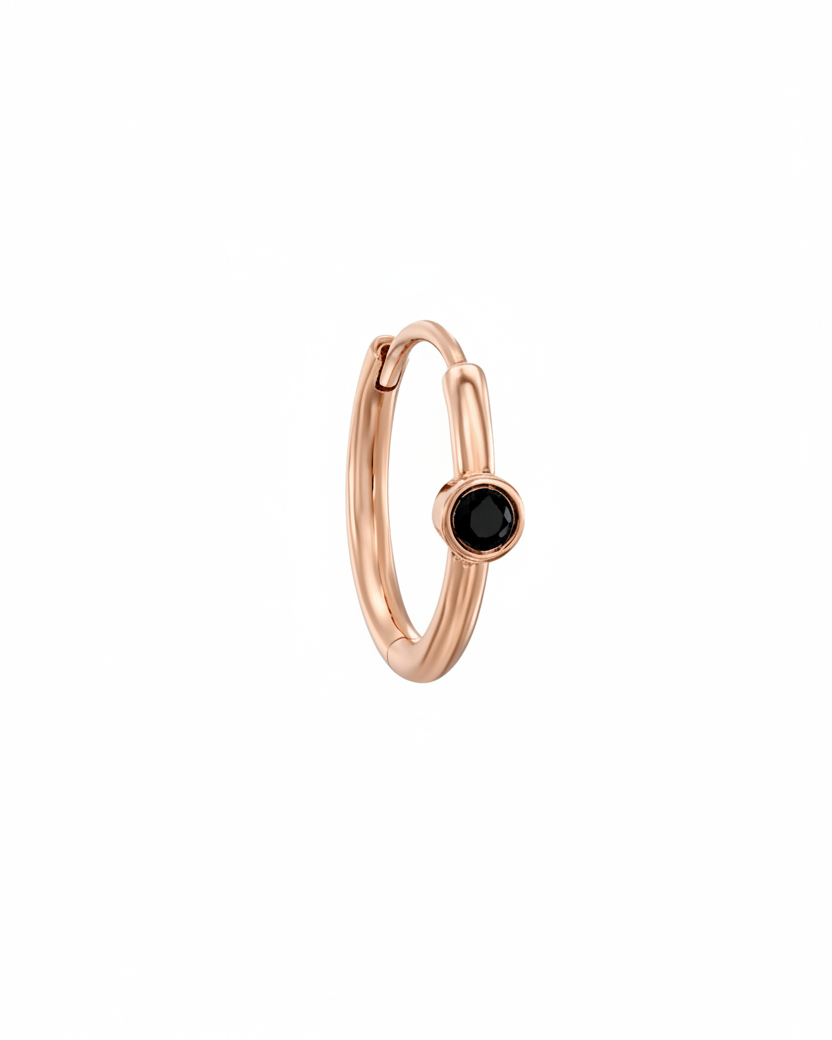 Alexis Hoop Gold Earring with Black Diamond