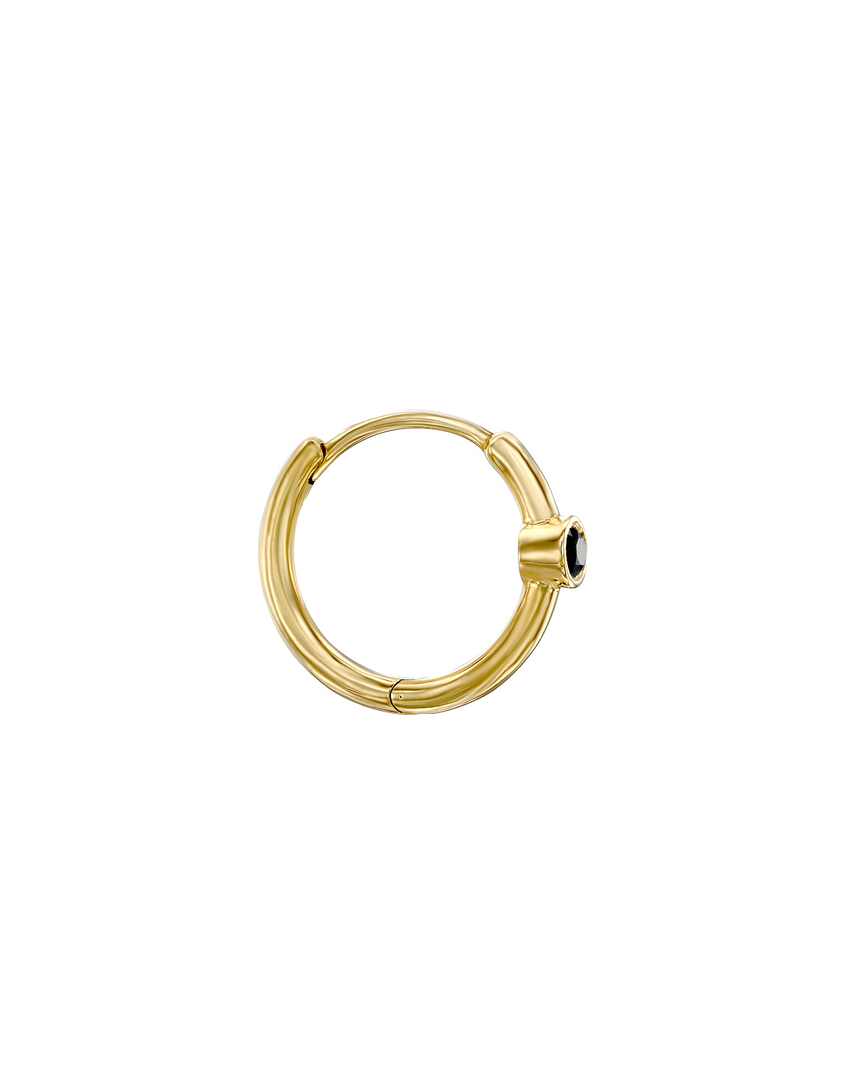 Alexis Hoop Gold Earring with Black Diamond