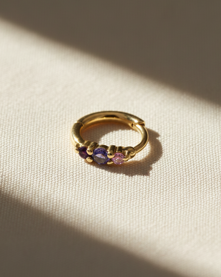 Audrey Mini Hoop Earring with purple stones