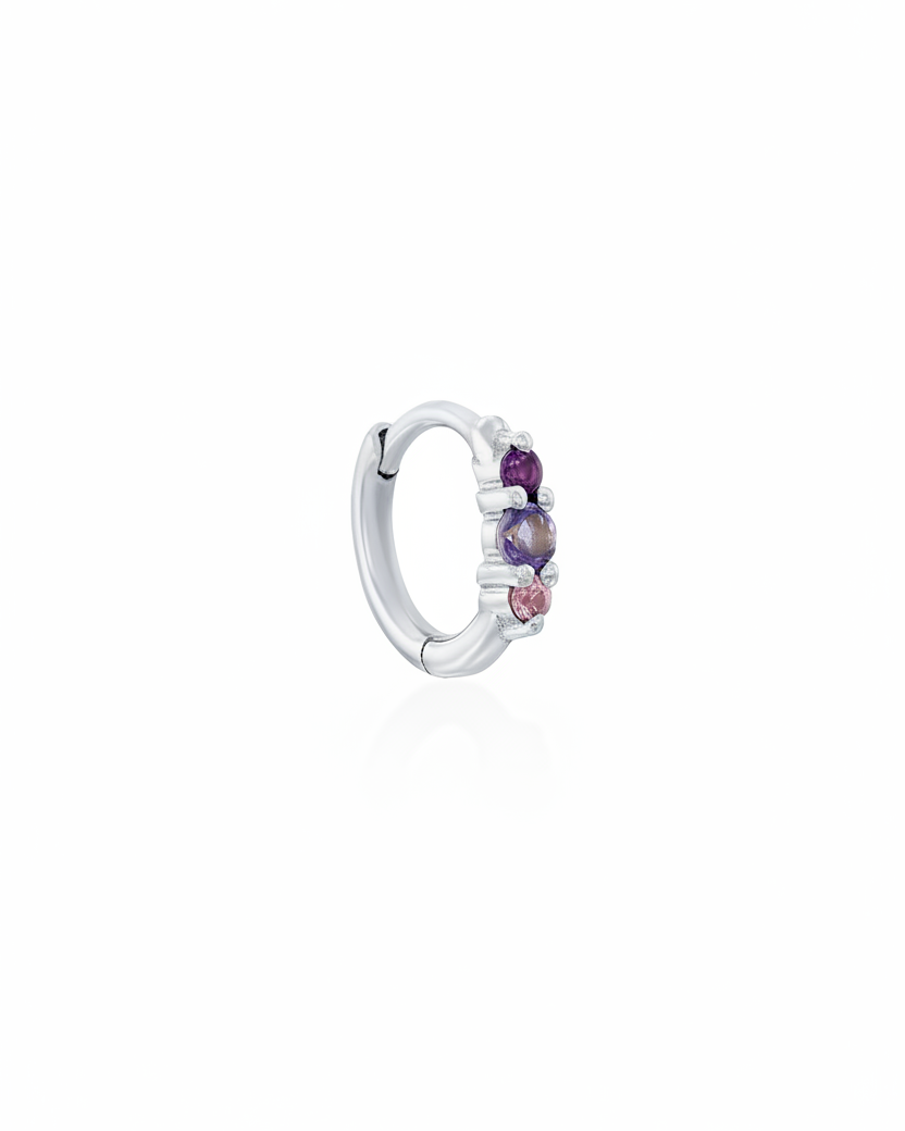 Audrey Mini Hoop Earring with purple stones