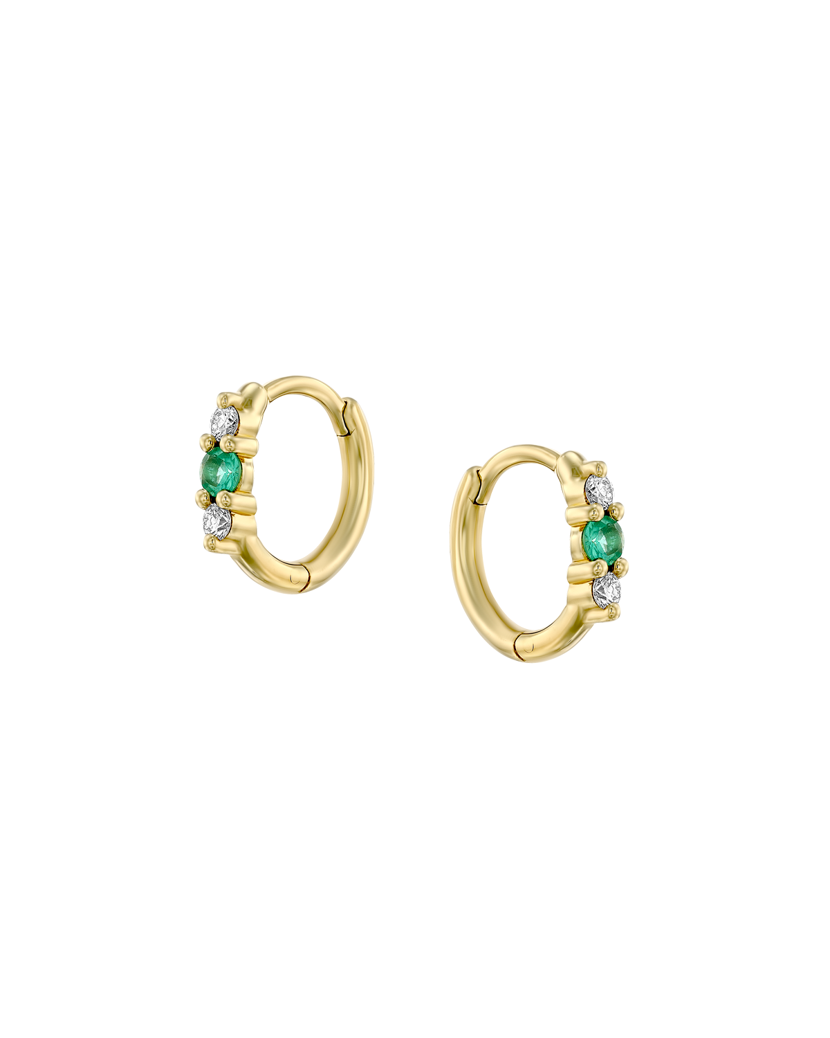 Audrey Mini Hoop With Emerald And White Diamonds