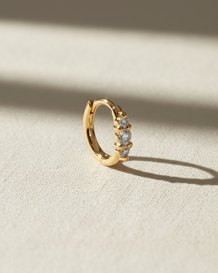 Audrey Mini Hoop Earring with White Diamonds