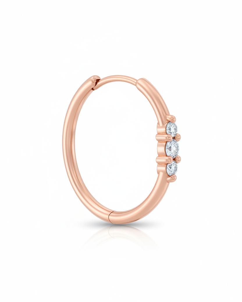 Enlarged Audrey Hoop Earring with White Diamonds