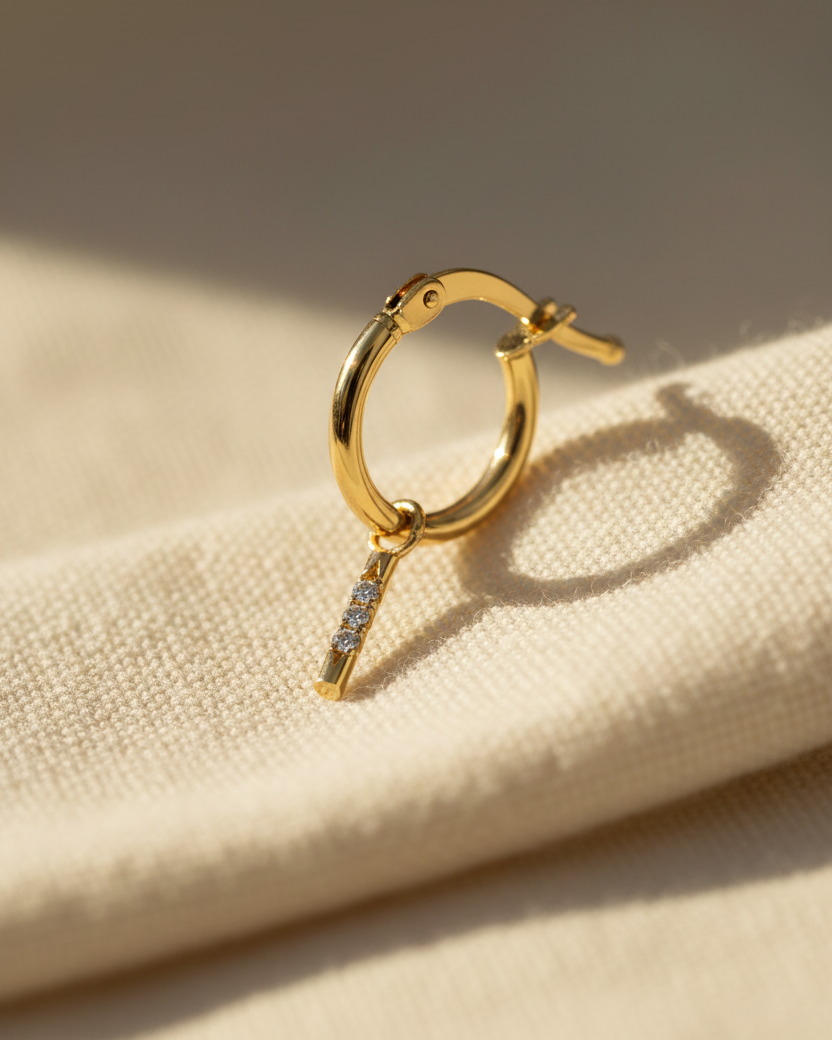 Hoop + Valerie Gold Earring with White Diamonds