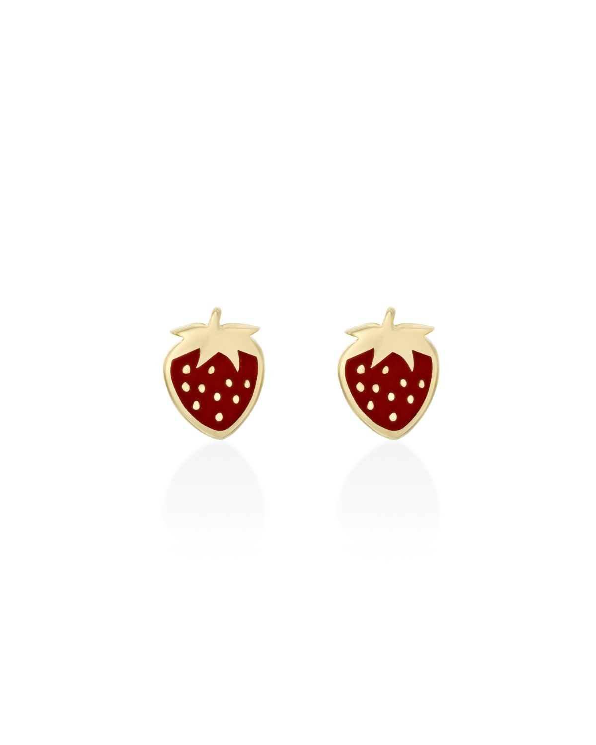 Red strawberry earring with gold dots