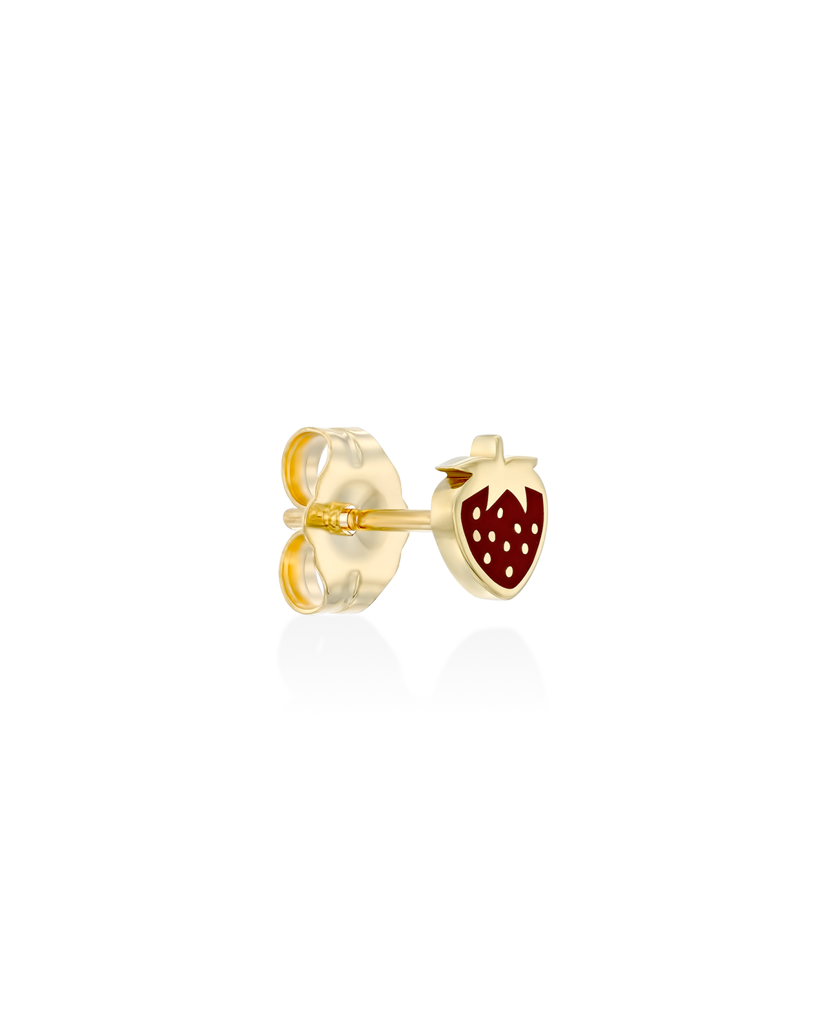 Red strawberry earring with gold dots