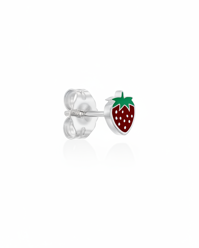 Red strawberry earring with gold dots