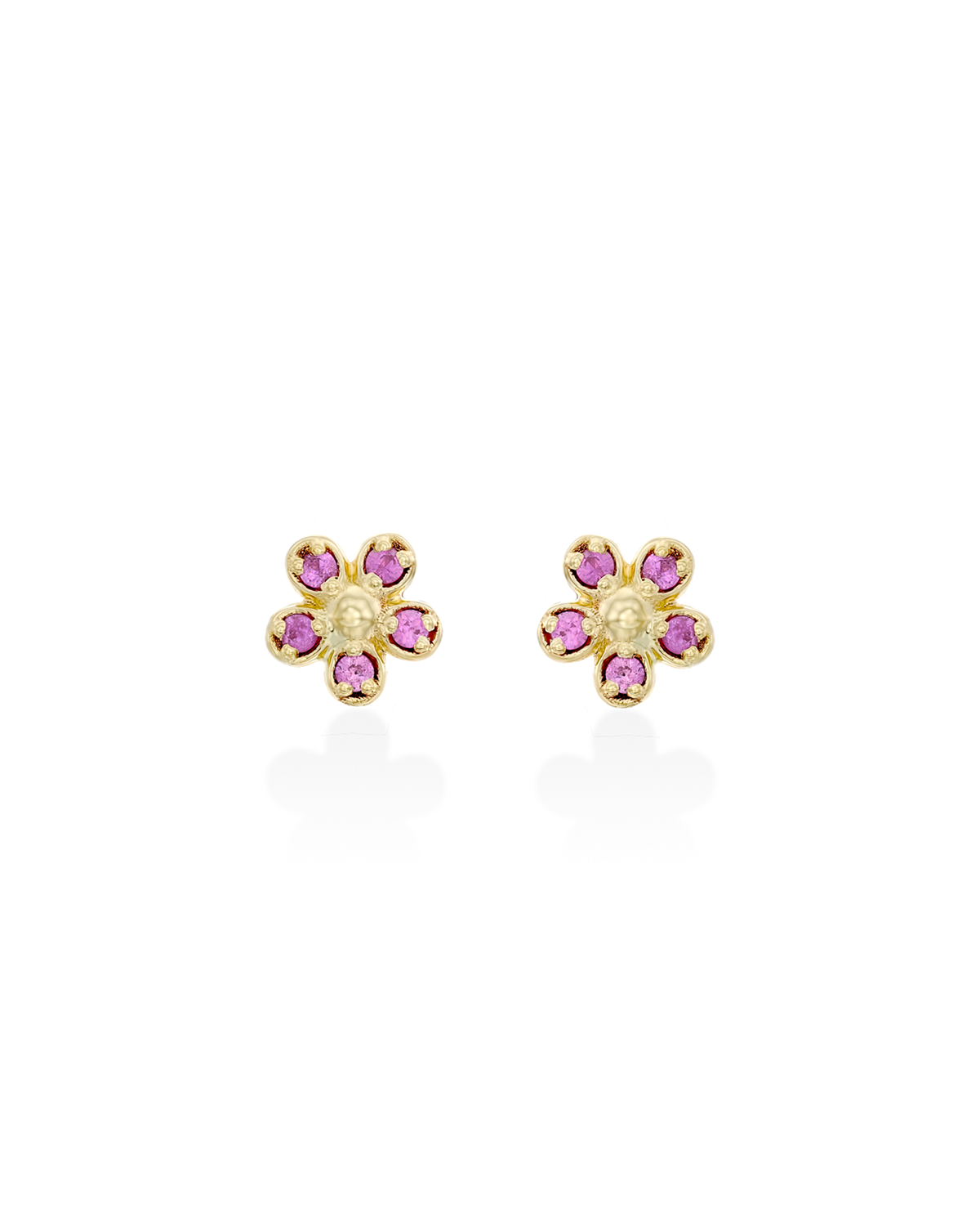 Flower Gold Earrings Pink Sapphire