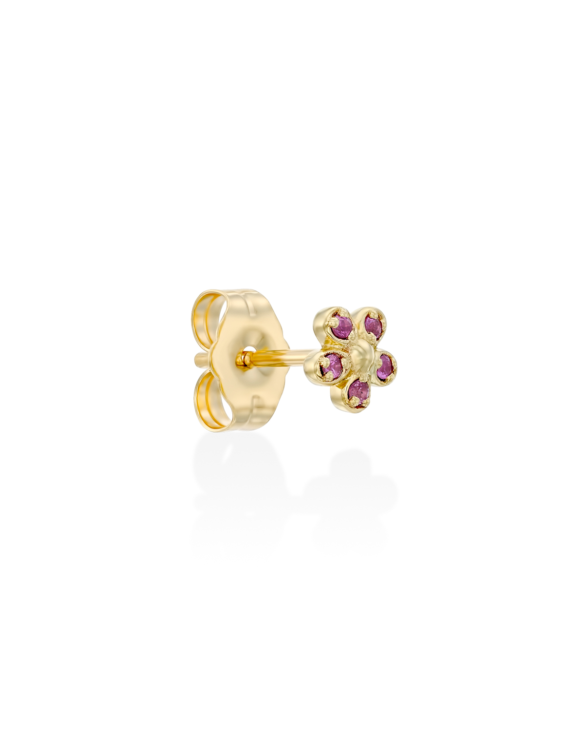 Flower Gold Earrings Pink Sapphire