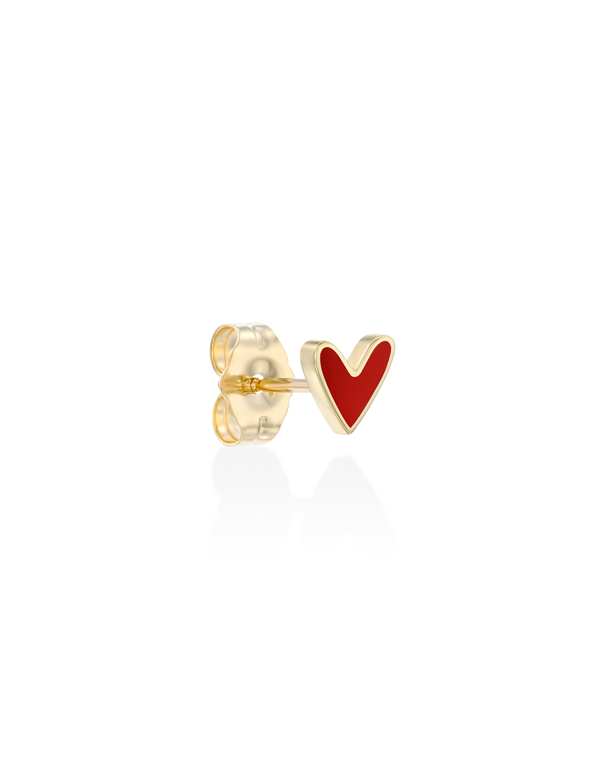 Red Heart Gold Enamel Earring