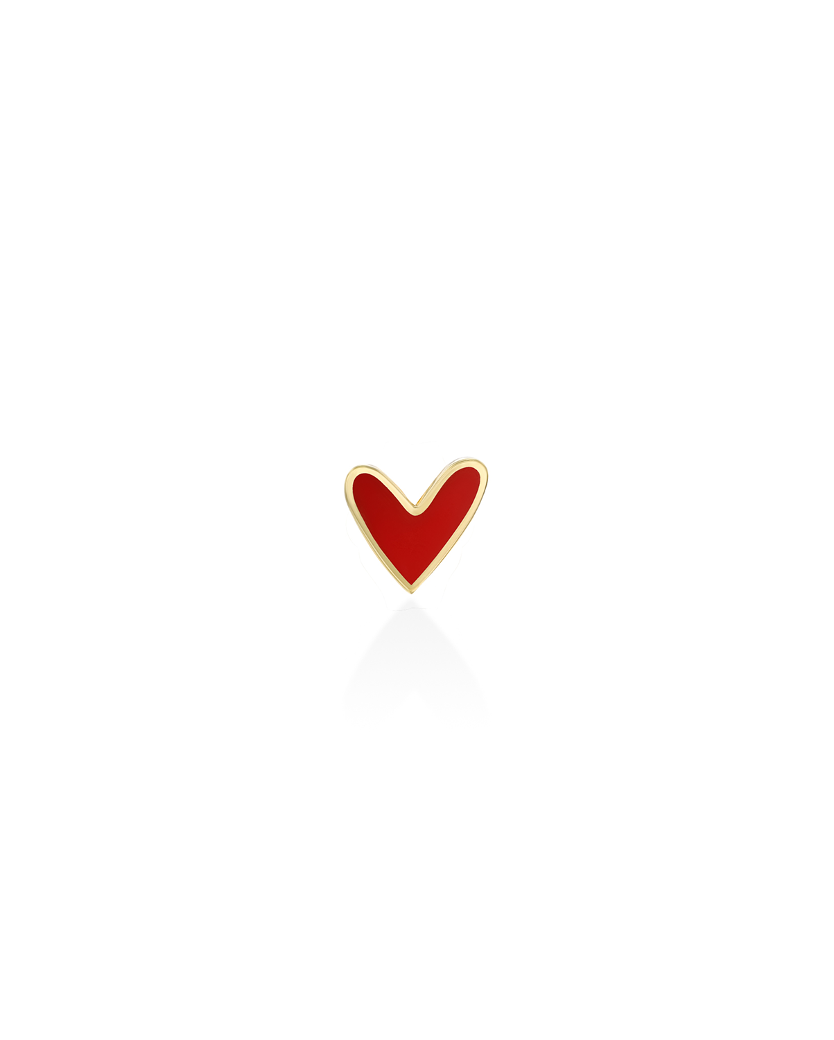 Red Heart Gold Enamel Earring