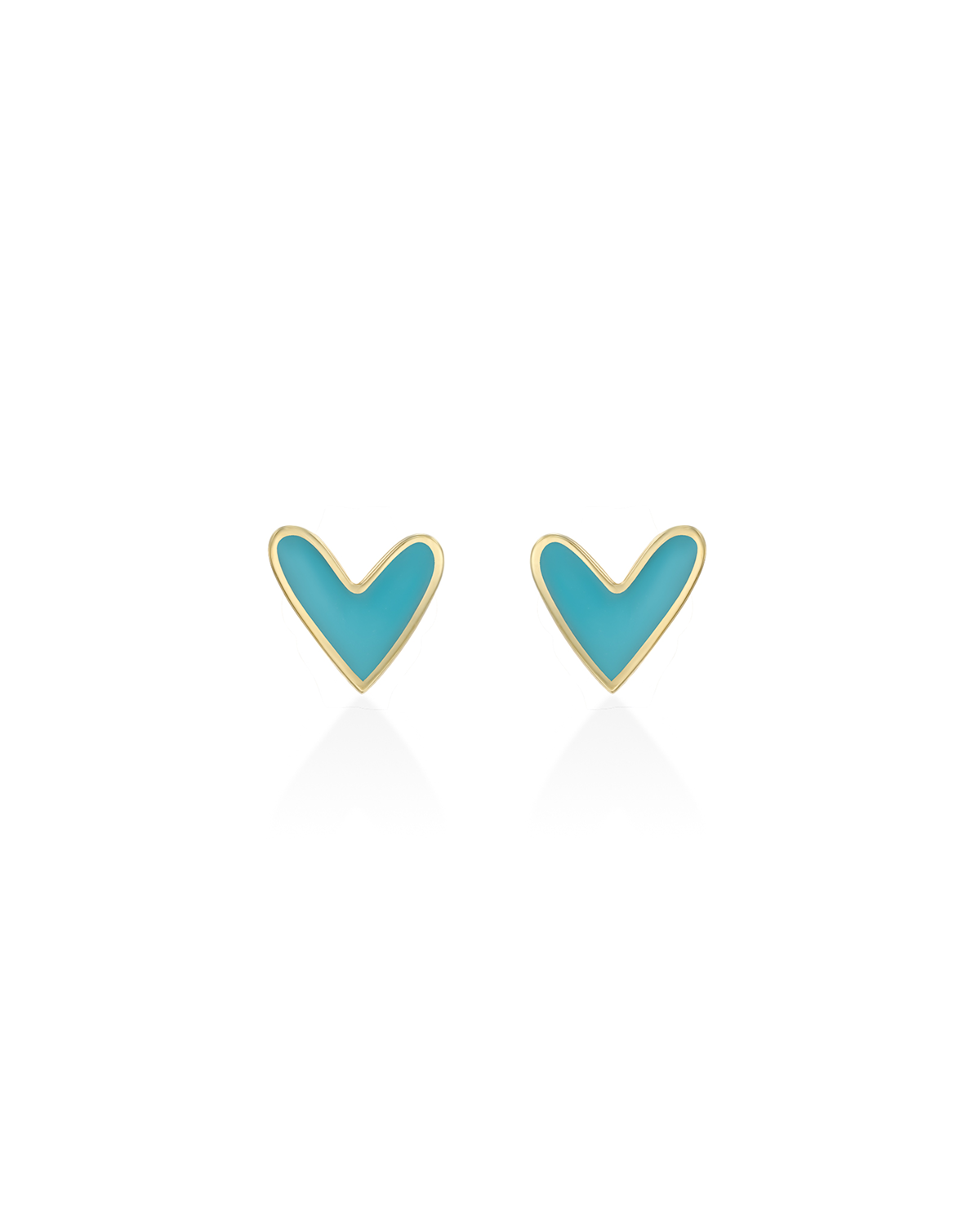Turquoise Heart Gold Enamel Earring