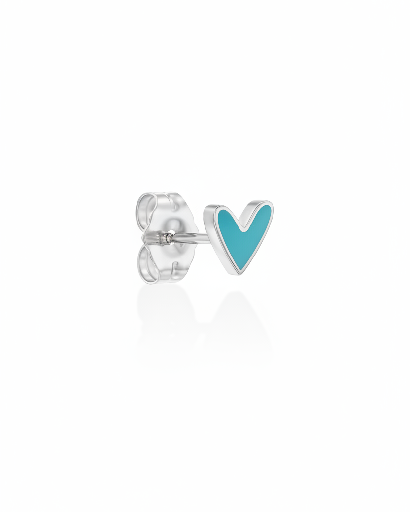 Turquoise Heart Gold Enamel Earring