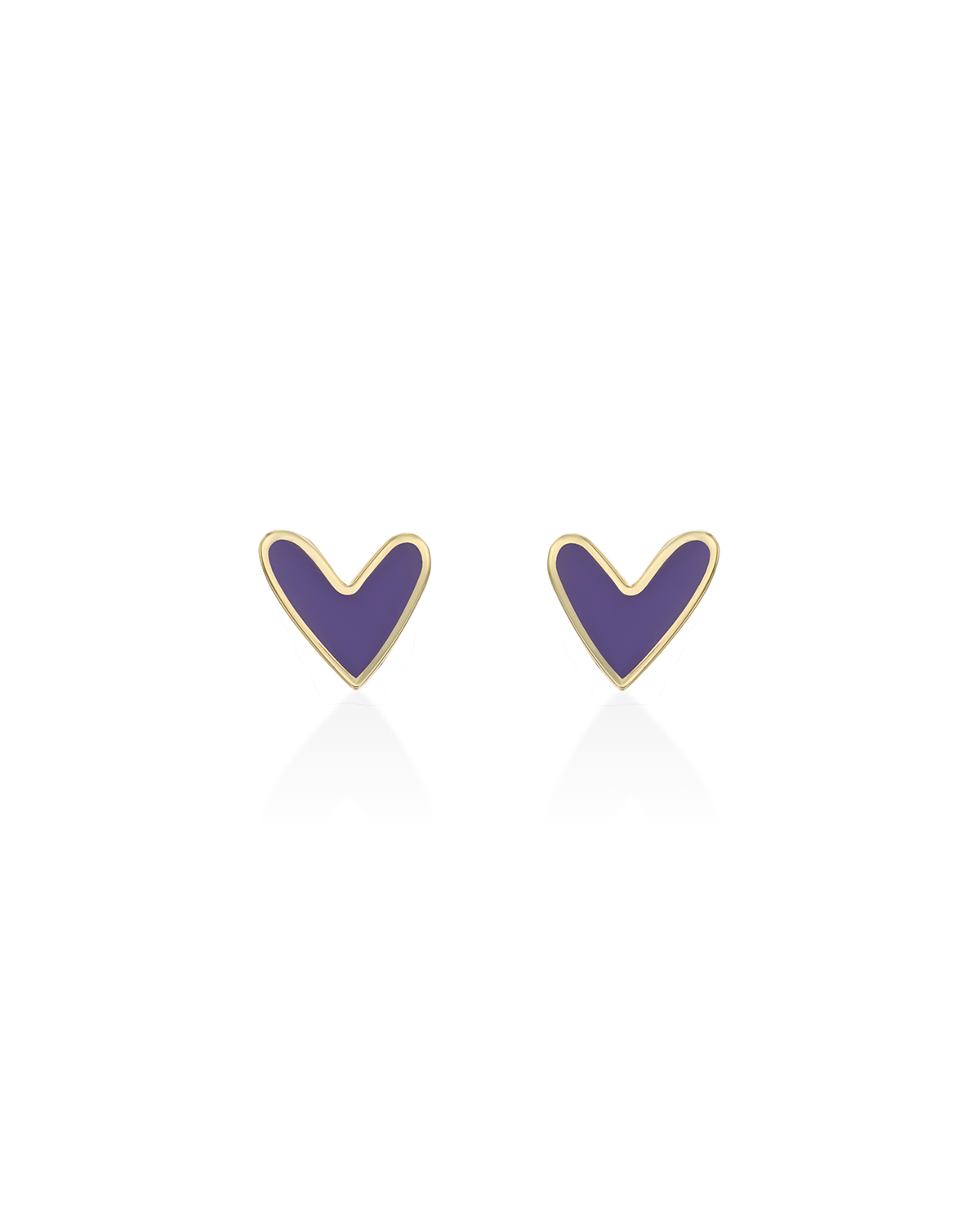Purple Heart Gold Enamel Earring