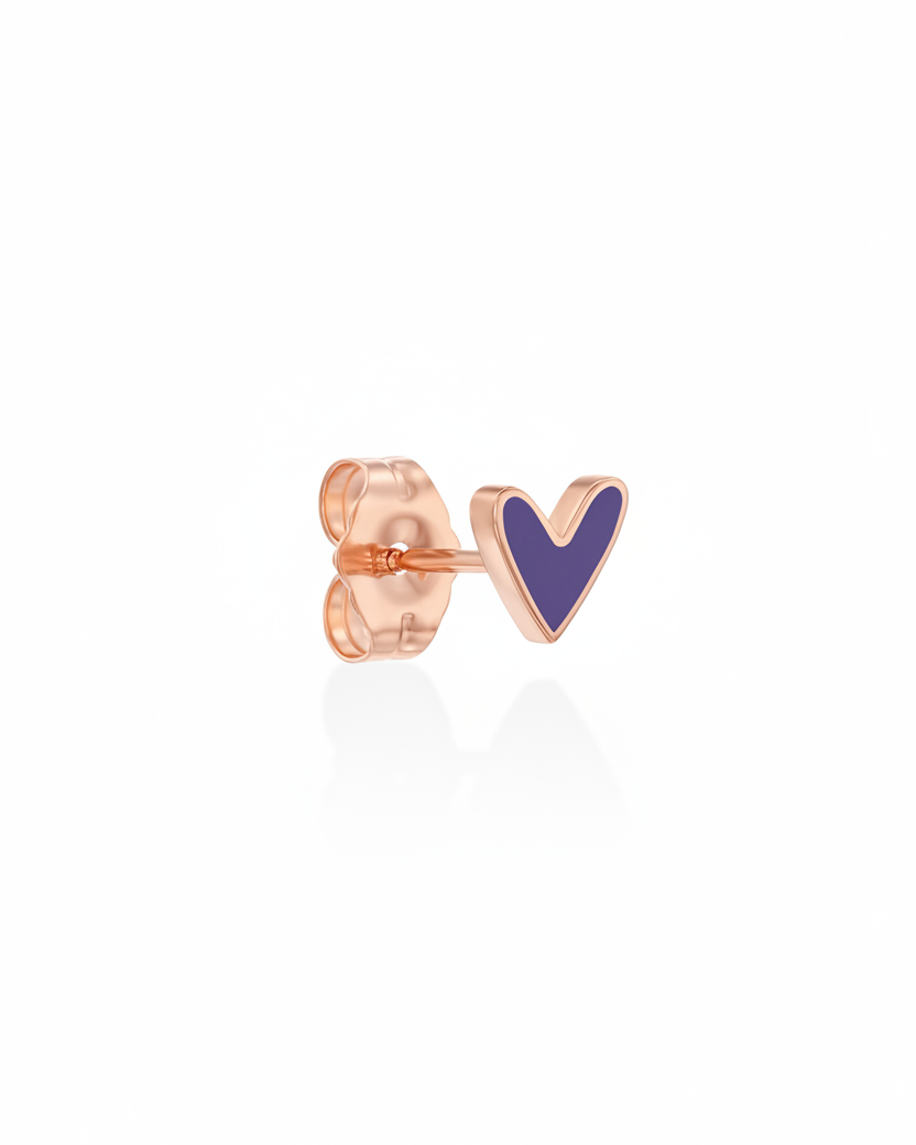 Purple Heart Gold Enamel Earring