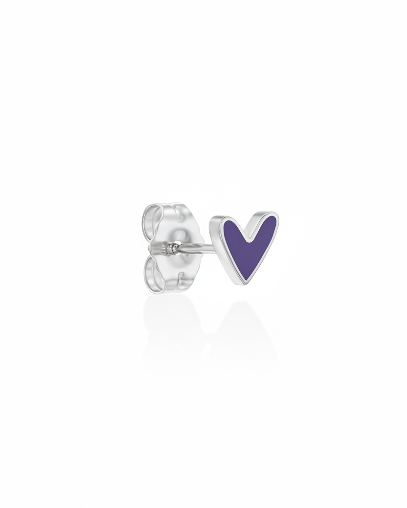 Purple Heart Gold Enamel Earring