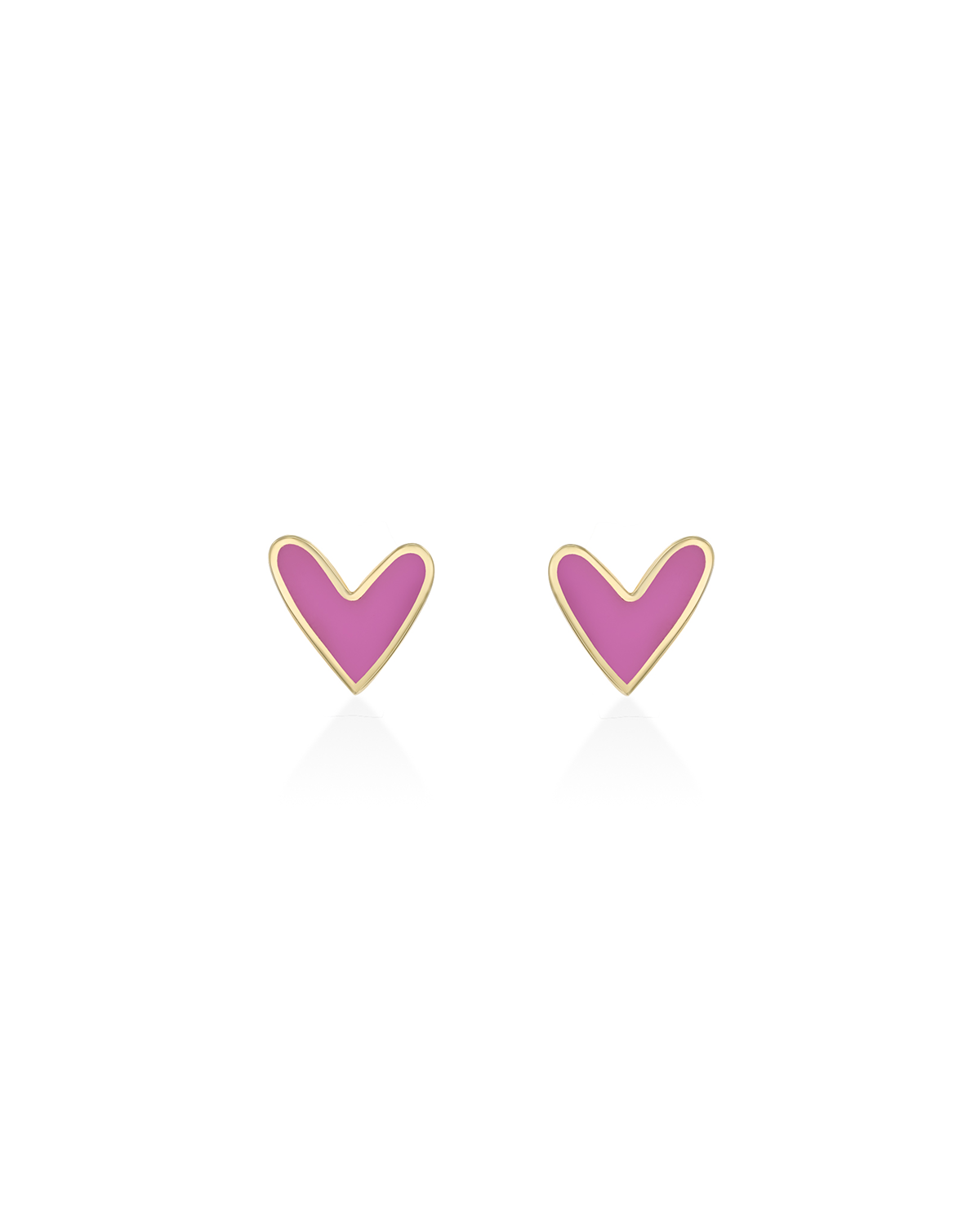 Pink Heart Gold Enamel Earring