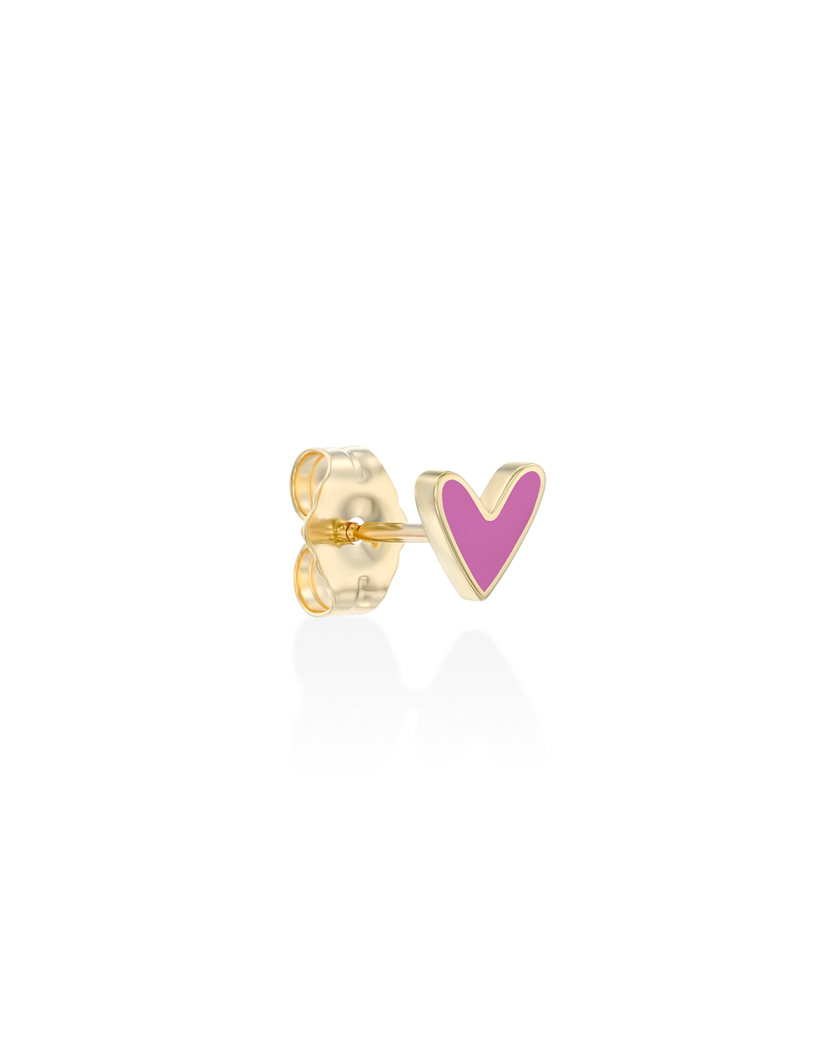 Pink Heart Gold Enamel Earring